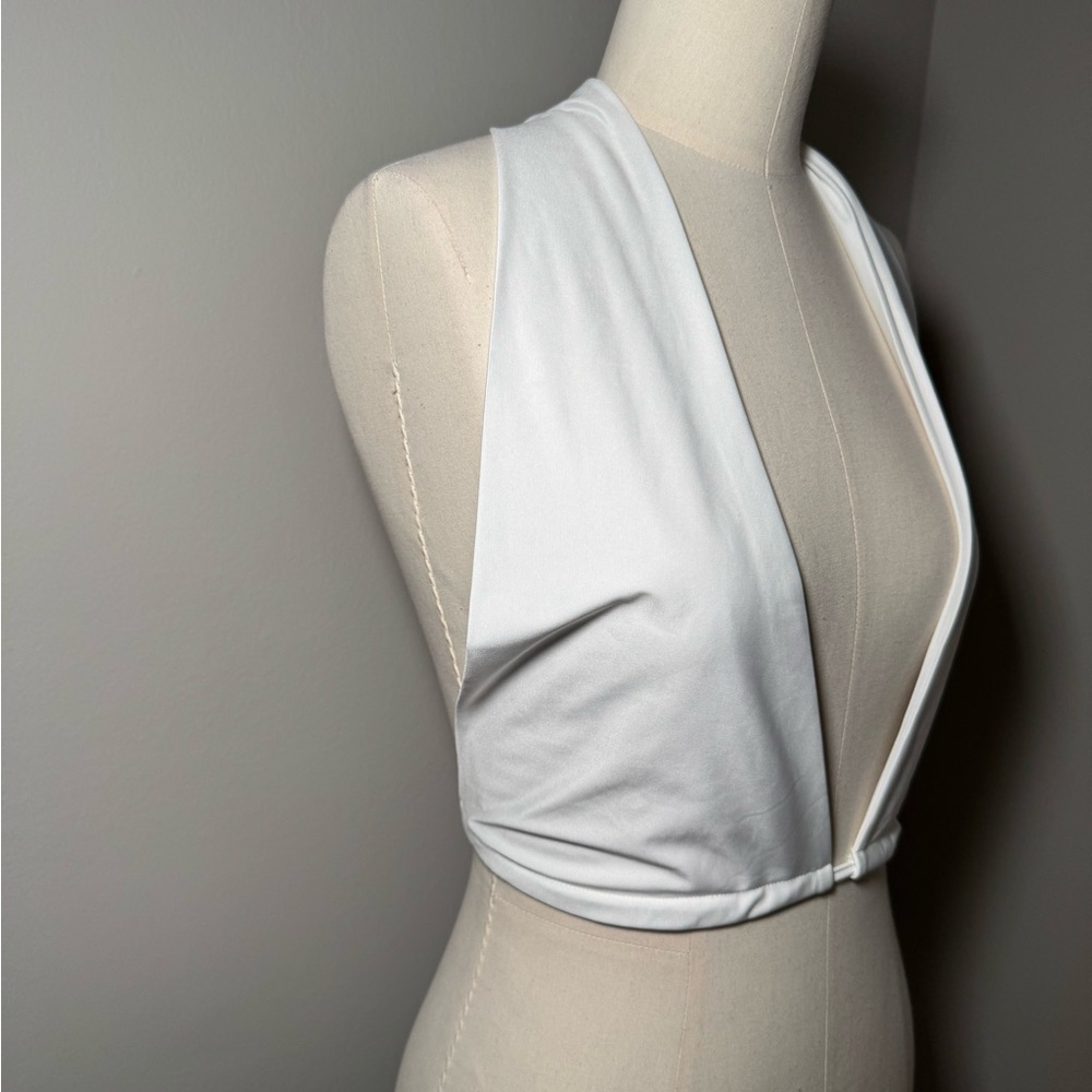 Finesse White Deep V Crop Top